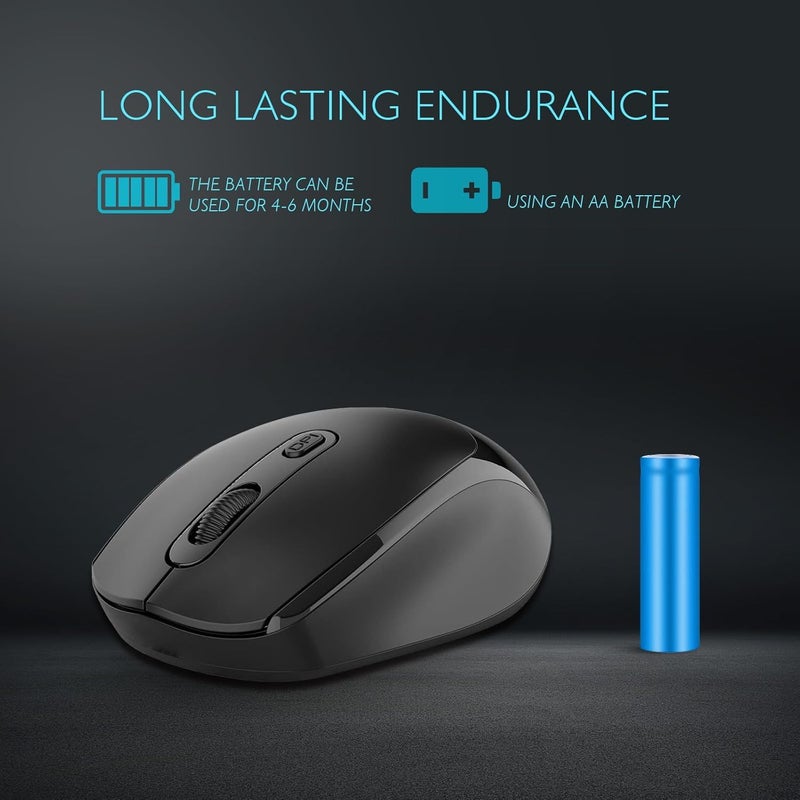 ONEUP Wireless Mouse, 2.4G, Silent, USB Nano Receiver, for Laptop, Chromebook, PC, Mac, Windows and School Work (Black) - Image 4